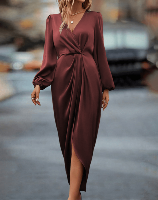 Marguerite | Rochie încrucișată elegantă cu mâneci lungi
