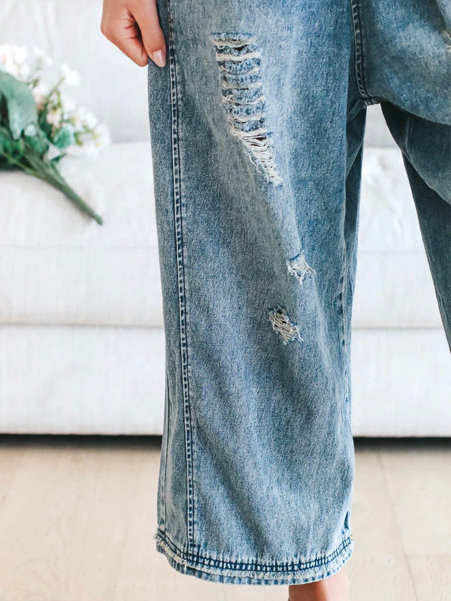 Lucie | Løs ermeløs denimsalopette
