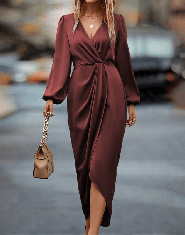 Marguerite | Rochie încrucișată elegantă cu mâneci lungi