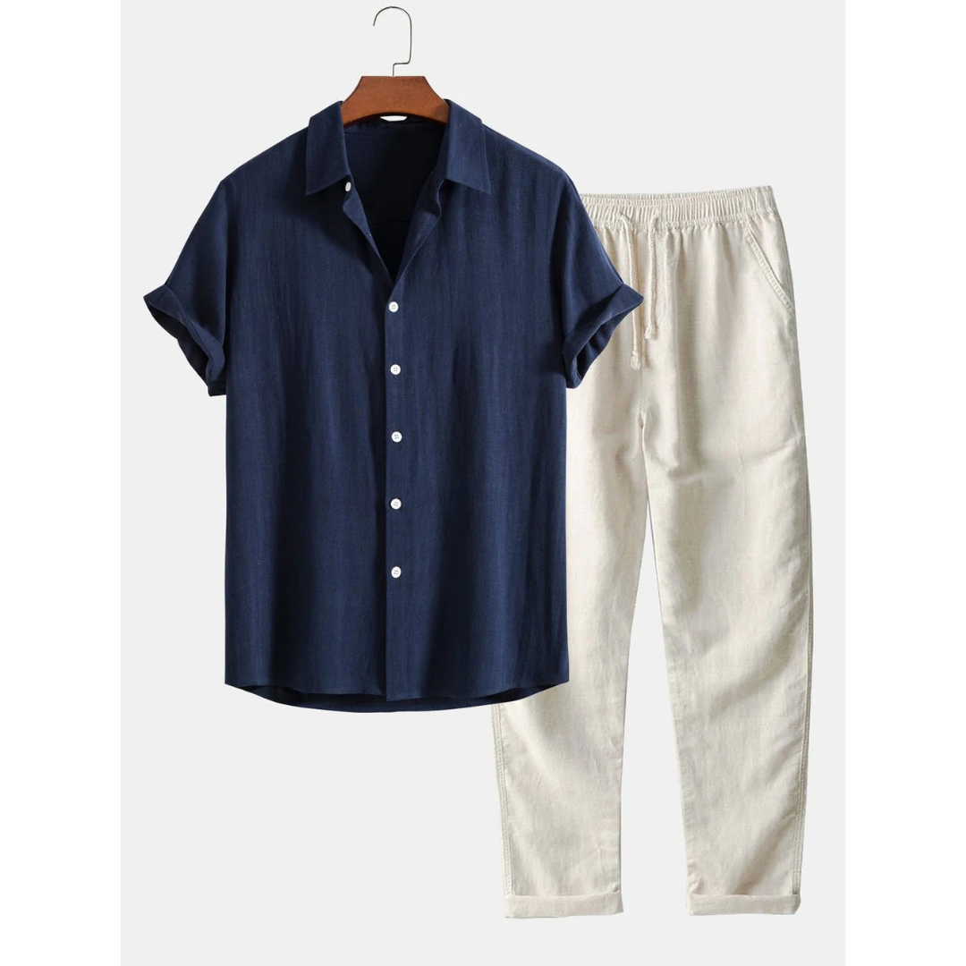 Antoine | Set of Cuban Collar Shirt and Drawstring Pants