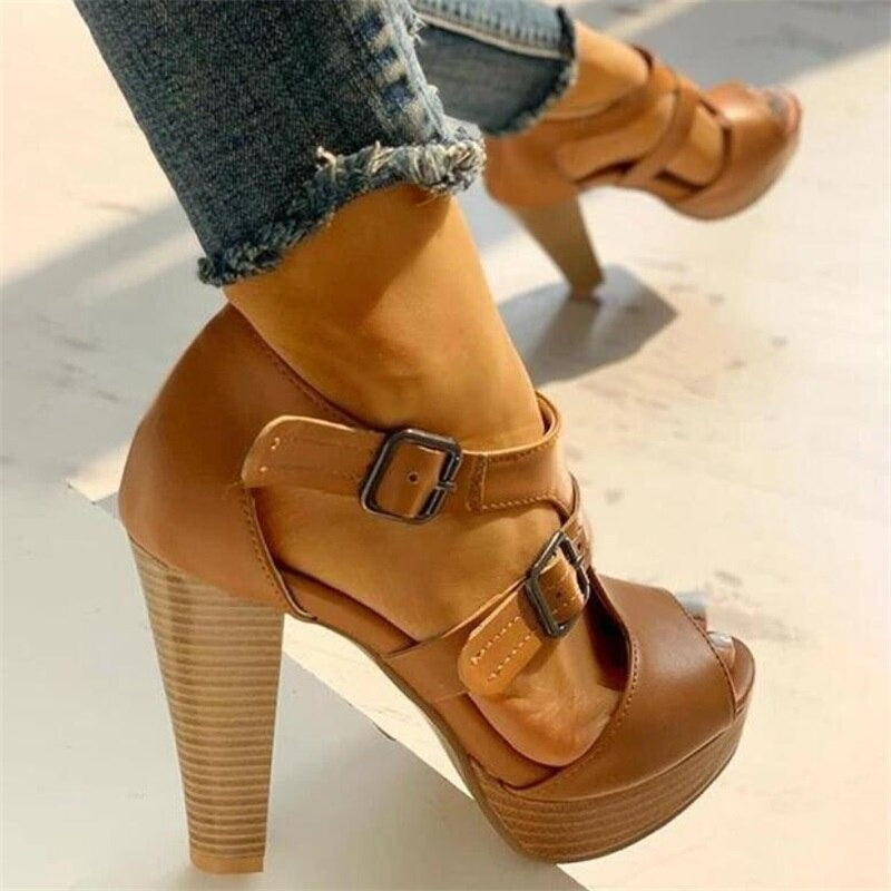 Inès | Sandalen mit hohen Absätzen und doppeltem Riemen