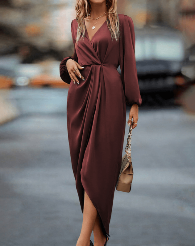 Marguerite | Rochie încrucișată elegantă cu mâneci lungi