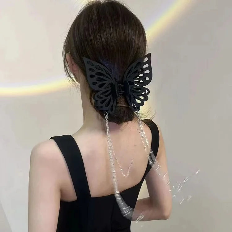 Céline | Schmetterlingshaarnadel mit Ketten Silber