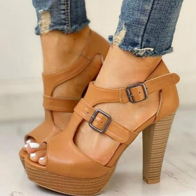 Inès | Sandalen mit hohen Absätzen und doppeltem Riemen