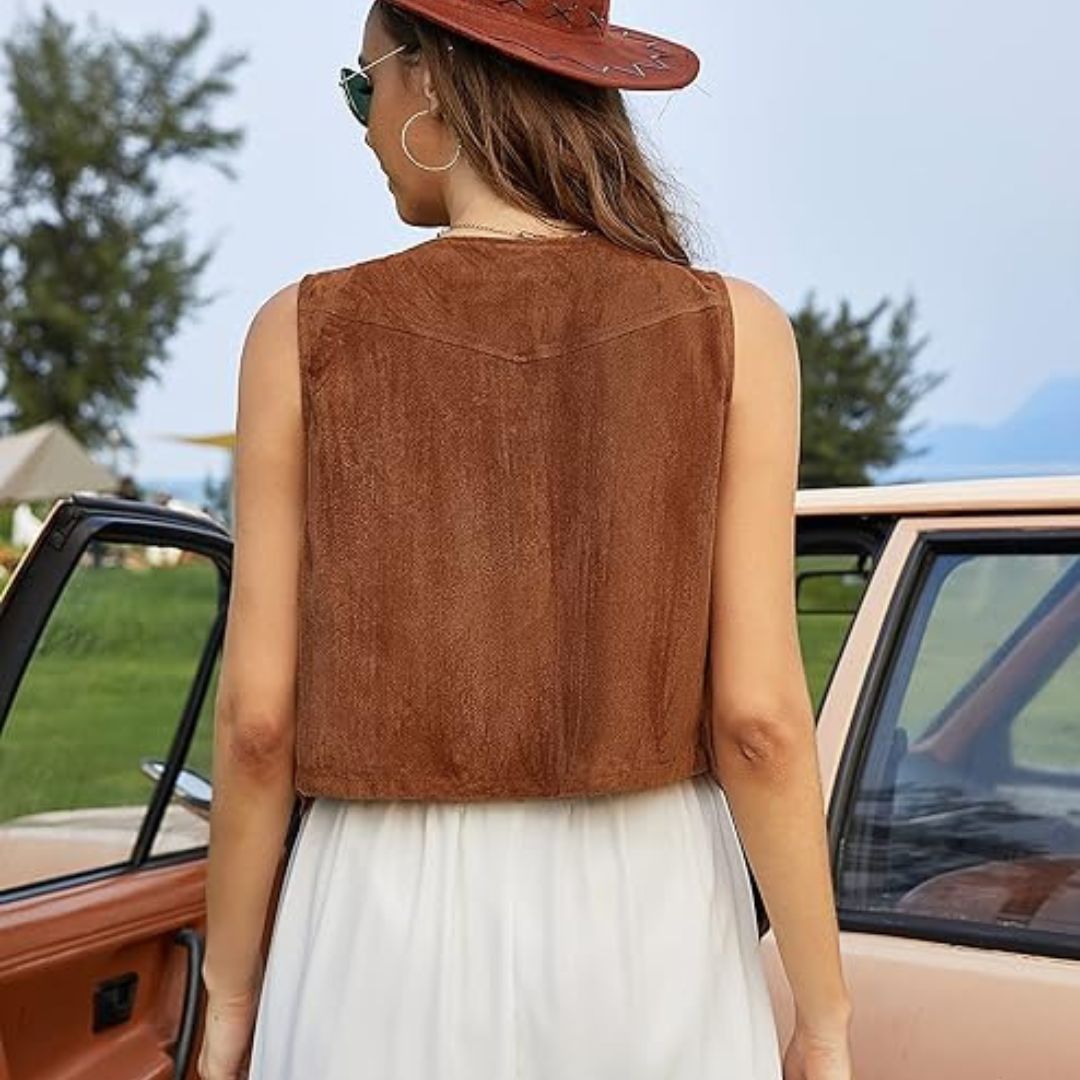 Eva | Veste Courte Sans Manches – Look Western Et Tendance