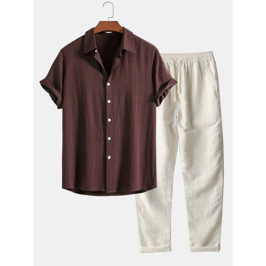 Antoine | Set of Cuban Collar Shirt and Drawstring Pants