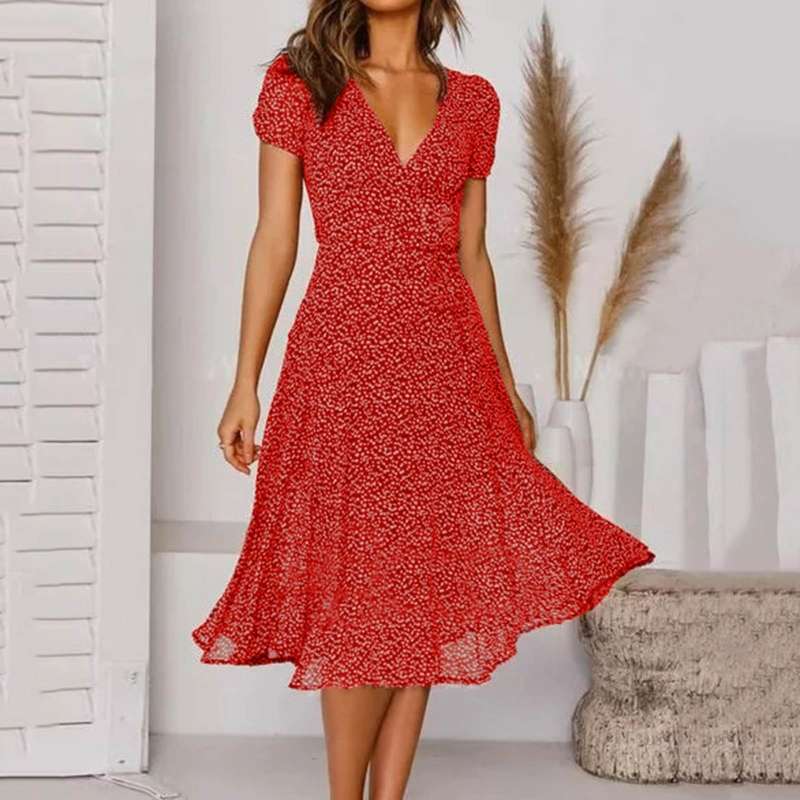 Nina | Vestido de Verano Fluido – Escote en V y Confort Absoluto