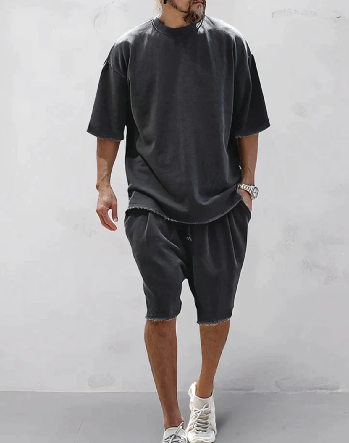 Adrien|Sammen T-Shirt Oversize Og Shorts Til Et Komfortabelt Og Stilfuldt Look