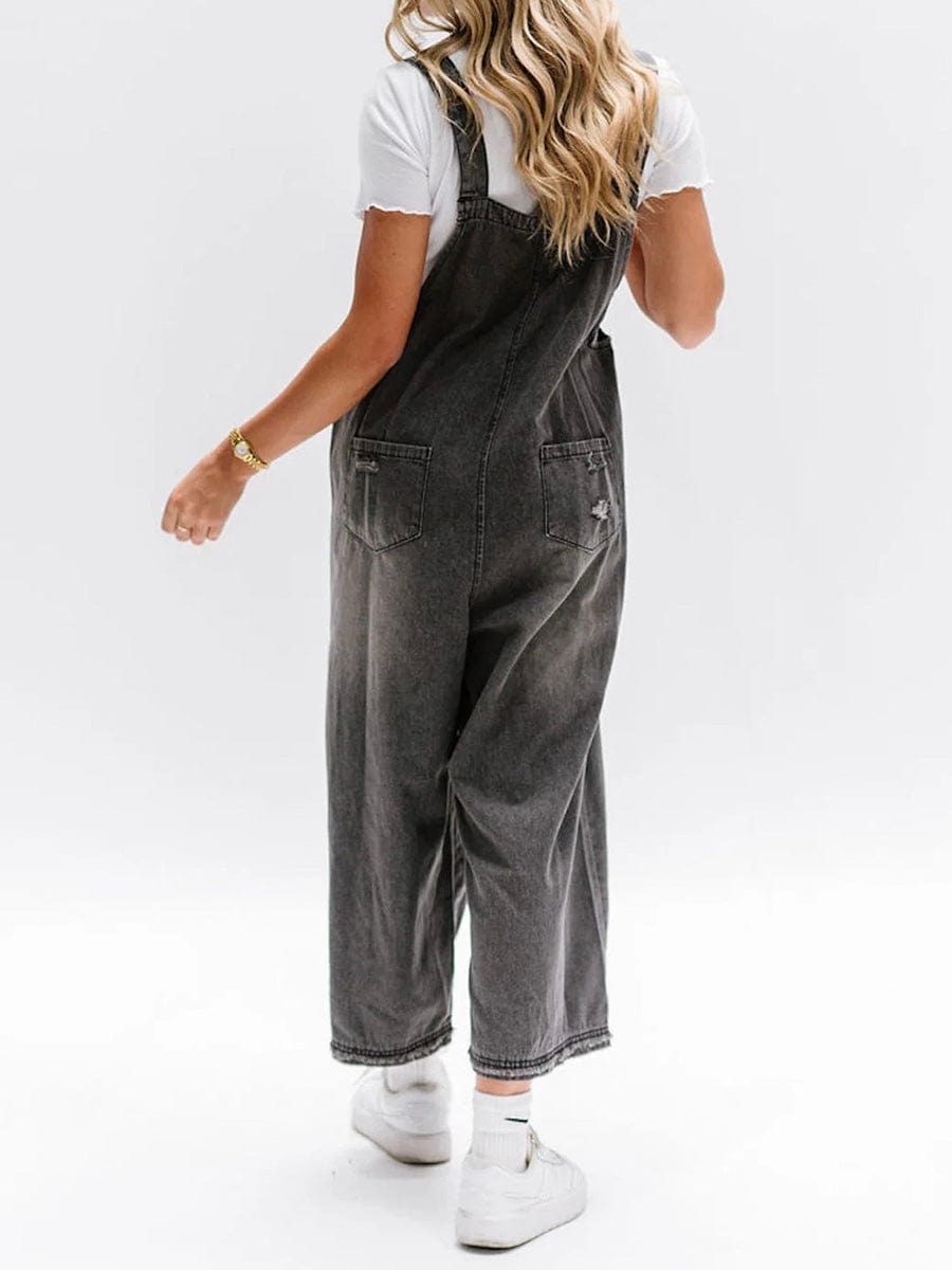 Lucie | Løs ermeløs denimsalopette