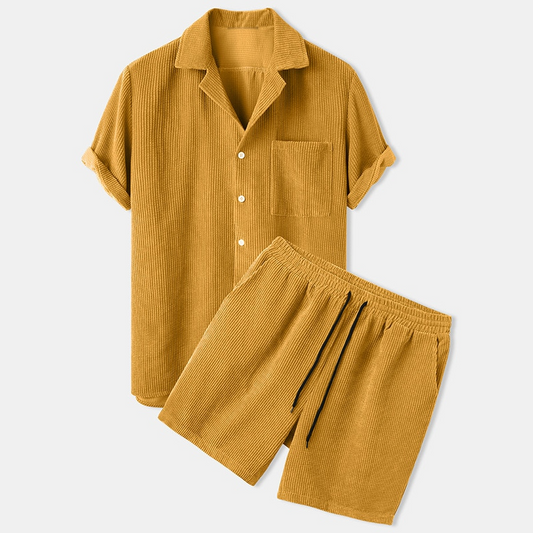 Emirhan | Textured Shirt and Shorts Set for Men 