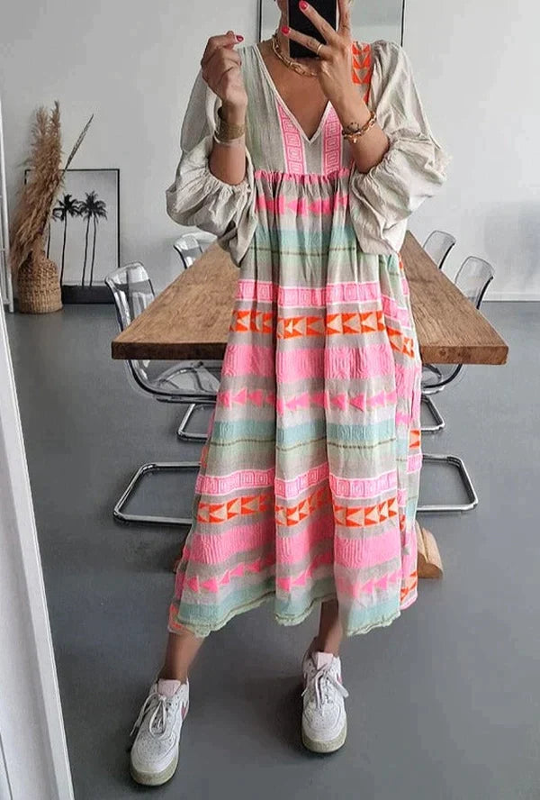 Gaëlle-Rosa | Kjole Med Lange Ermer – Sommerlig Og Trendy Utseende 