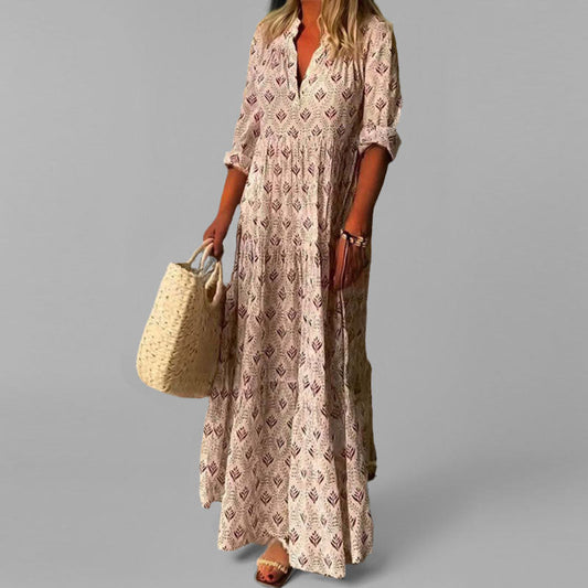 Chiara | Pitkä Boheemi Mekko – Mukavuus ja Luonnollinen Eleganssi 