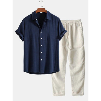 Antoine | Ensemble Chemise Col Cubain Et Pantalon À Cordon