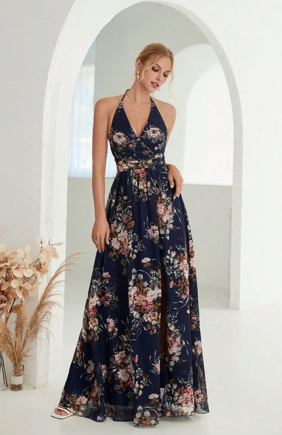 Eva | Elegant Kjole Med Mønster – Perfekt For Bryllup 