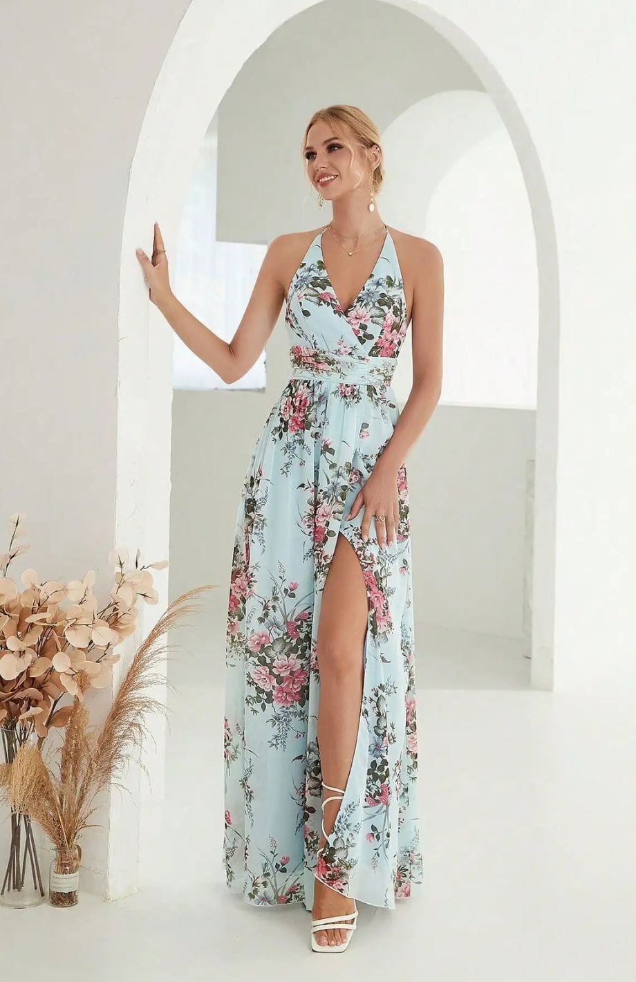 Eva | Elegant Kjole Med Mønster – Perfekt For Bryllup 