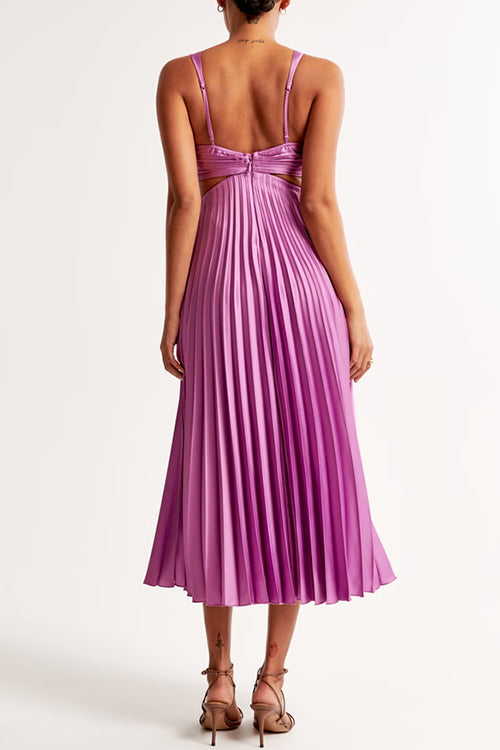 Caroline | Langes Plissiertes Kleid mit Ausschnitten – Moderne Eleganz 