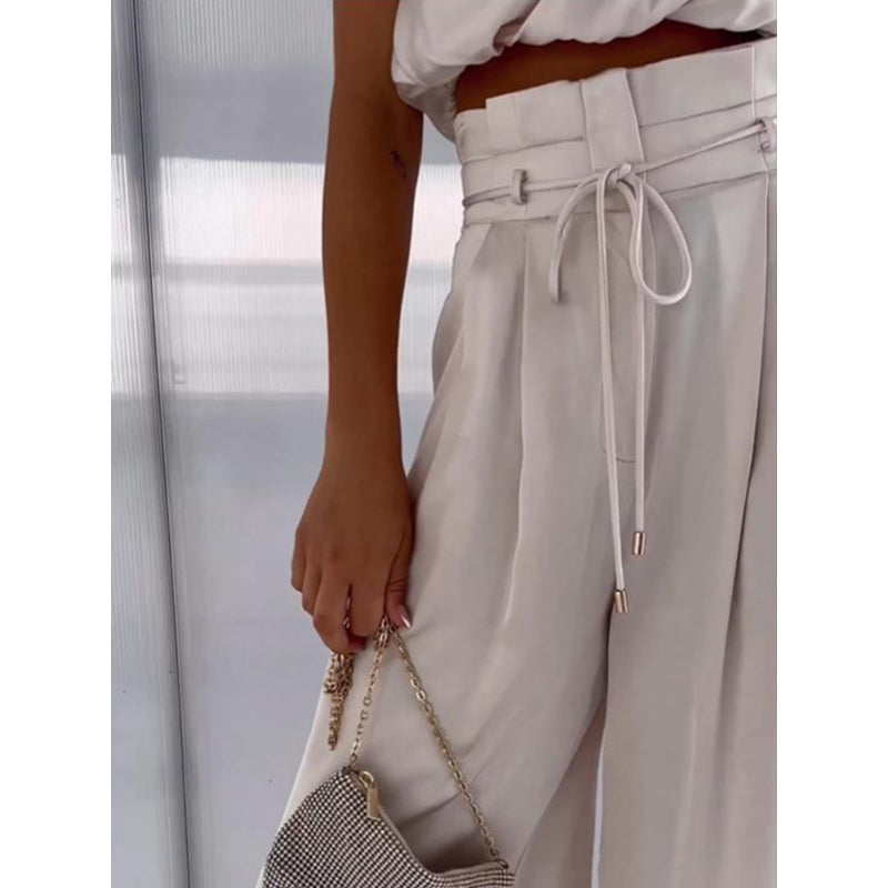 Marine | Ensemble Chic – Haut Asymétrique Et Pantalon Fluide