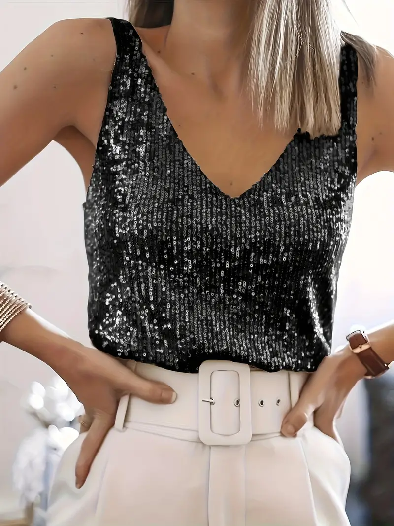 Miléna | Top Sans Manches À Sequins