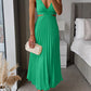 Caroline | Langes Plissiertes Kleid mit Ausschnitten – Moderne Eleganz 