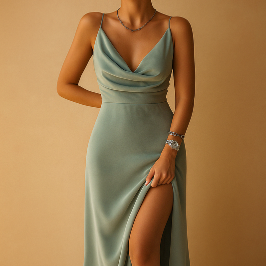Marnie | Robe Fendue Longue À Bretelles Et Décolleté Fluide