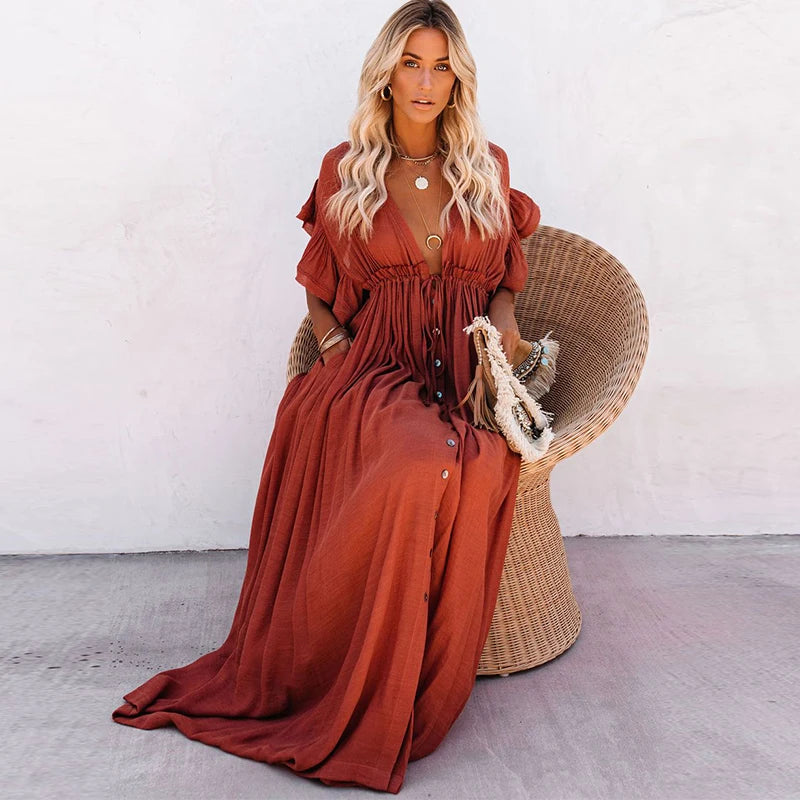 Éléonore | Robe Longue Chic Bohème – Élégance Décontractée Et Raffinée