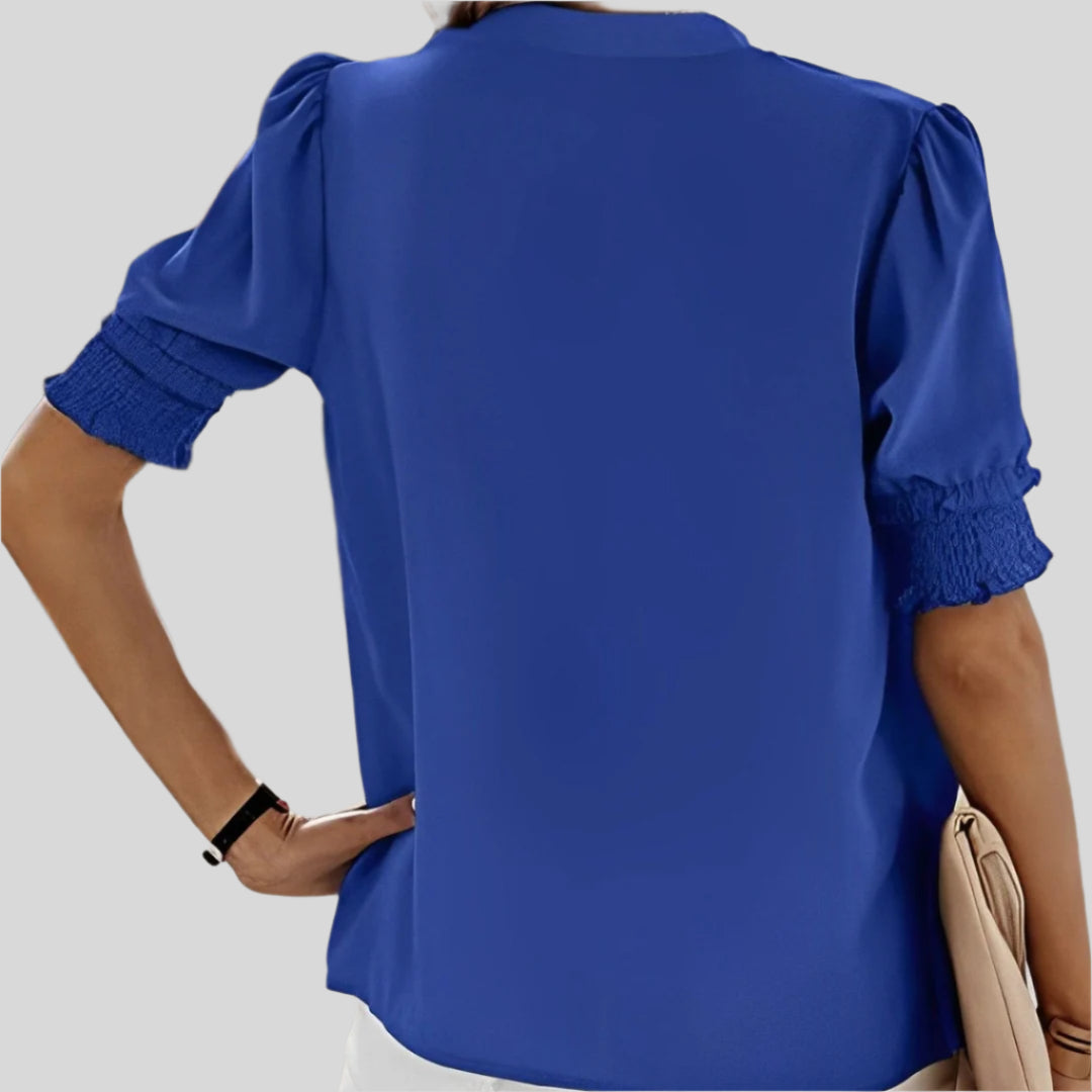 Deborah | Elegant Bluse med Rynkede Ærmer 