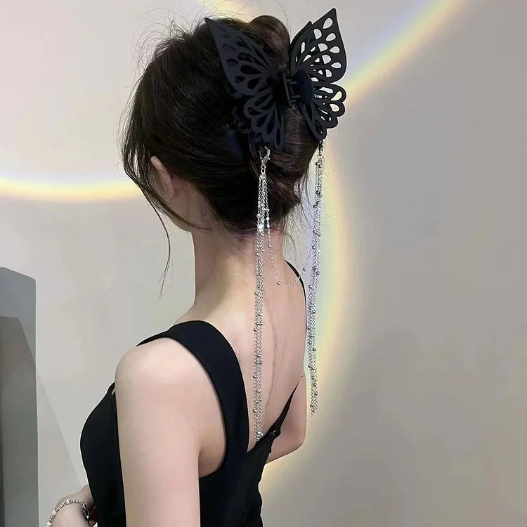 Céline | Schmetterlingshaarnadel mit Ketten Silber 