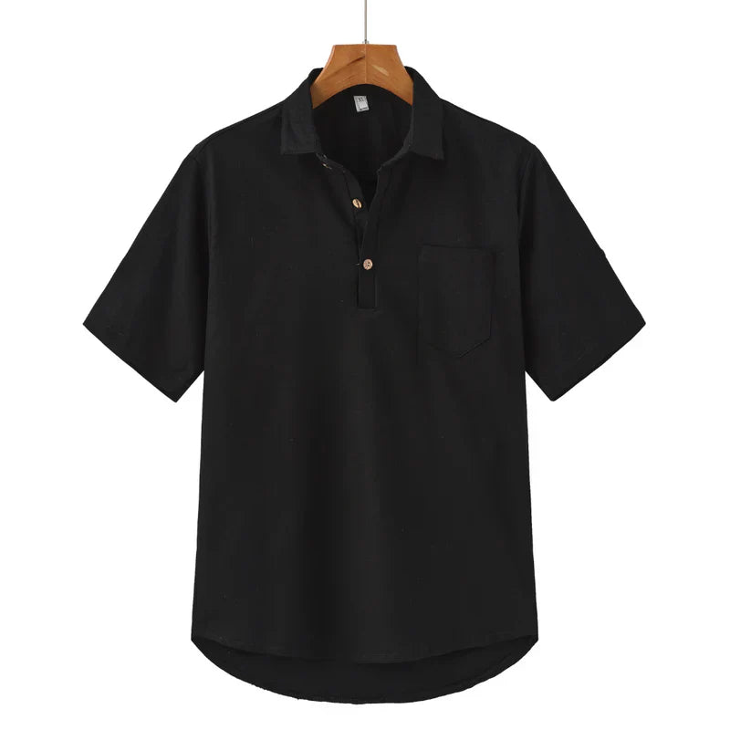 Joris | T-shirt a maniche corte con col aperto e mezza bottonatura 