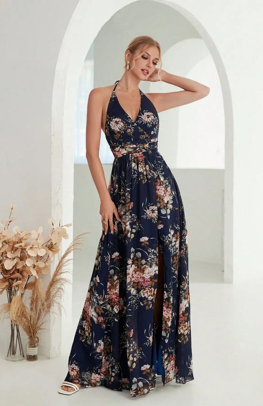 Eva | Elegant Kjole Med Mønster – Perfekt For Bryllup 