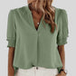 Deborah | Elegant Bluse med Rynkede Ærmer 