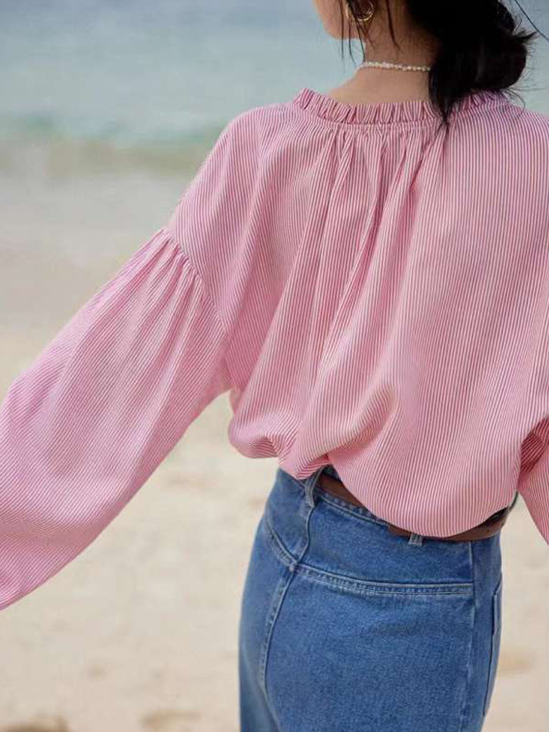 Ginette | Blusa a righe sottili – Chic e comfort assicurato 
