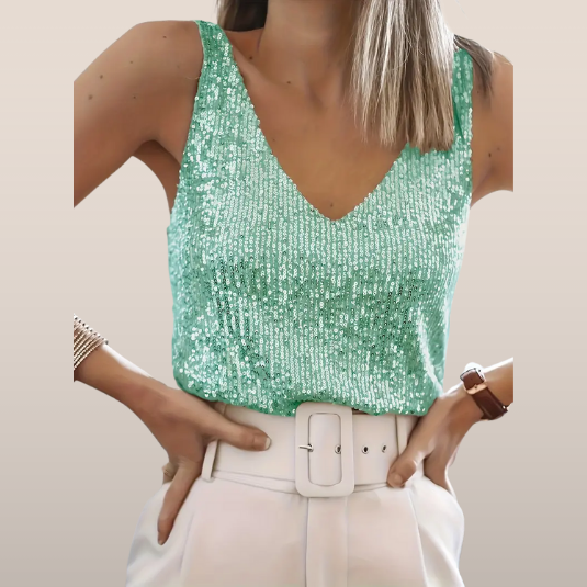 Miléna | Top Sans Manches À Sequins